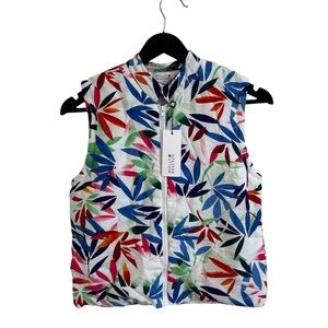 Molly Bracken Women's Zip Up Vest Top Jacket XS NWT Leaf Print Multicolored